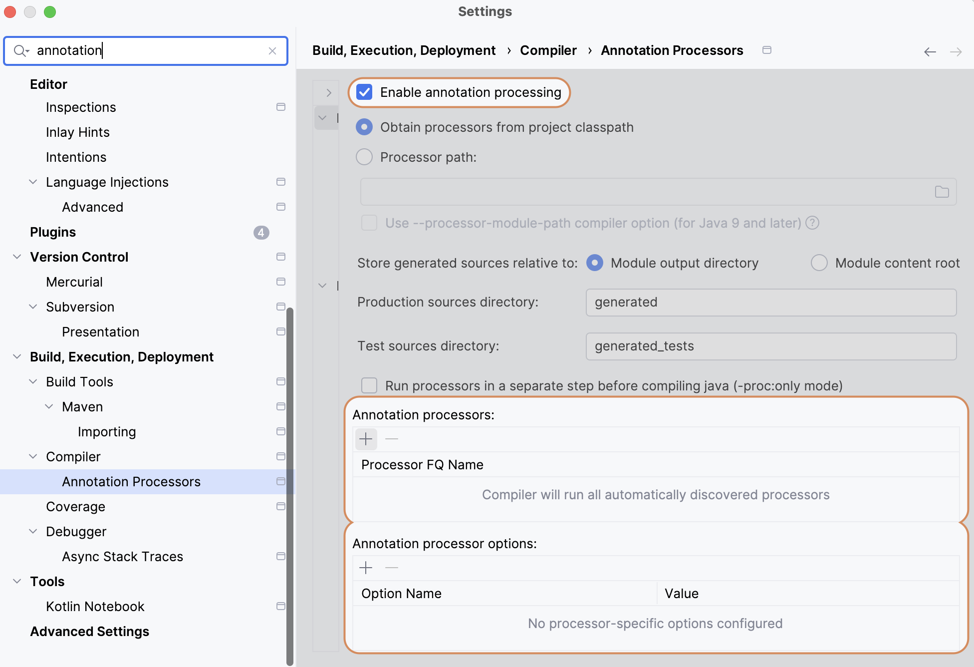 IDE setup annotation processing